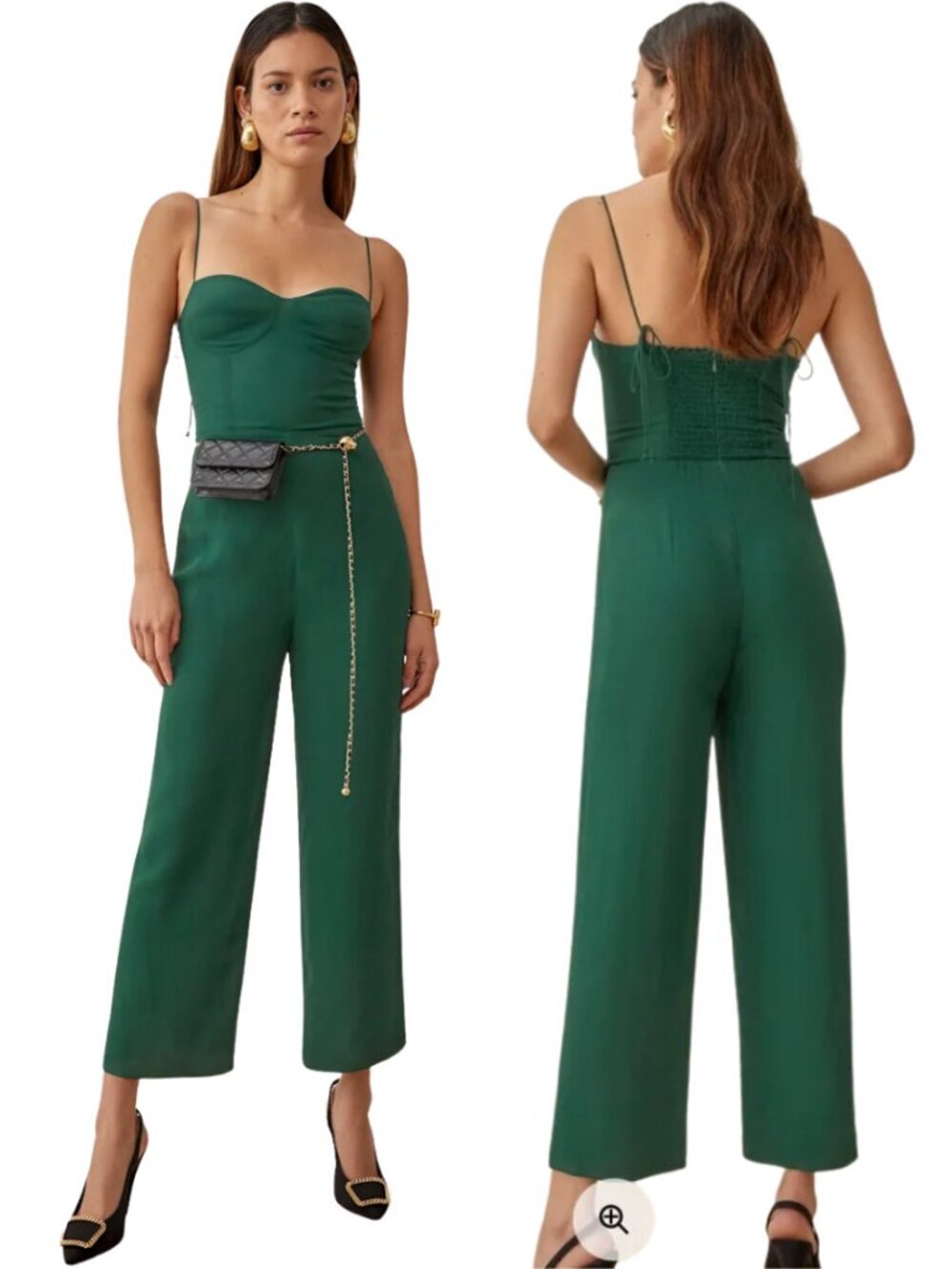 Reformation Paisley Jumpsuit Women's 0 Emerald Green Formal Cocktail Wedding